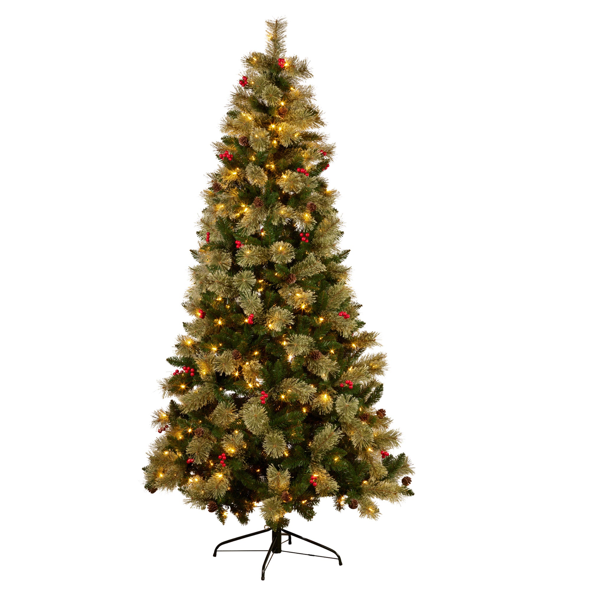 2.3m National Tree Company Bristle Berry Multicolour Pre-Lit Christmas Tree with 1116 Tips