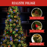 2.3m National Tree Company Bristle Berry Multicolour Pre-Lit Christmas Tree with 1116 Tips