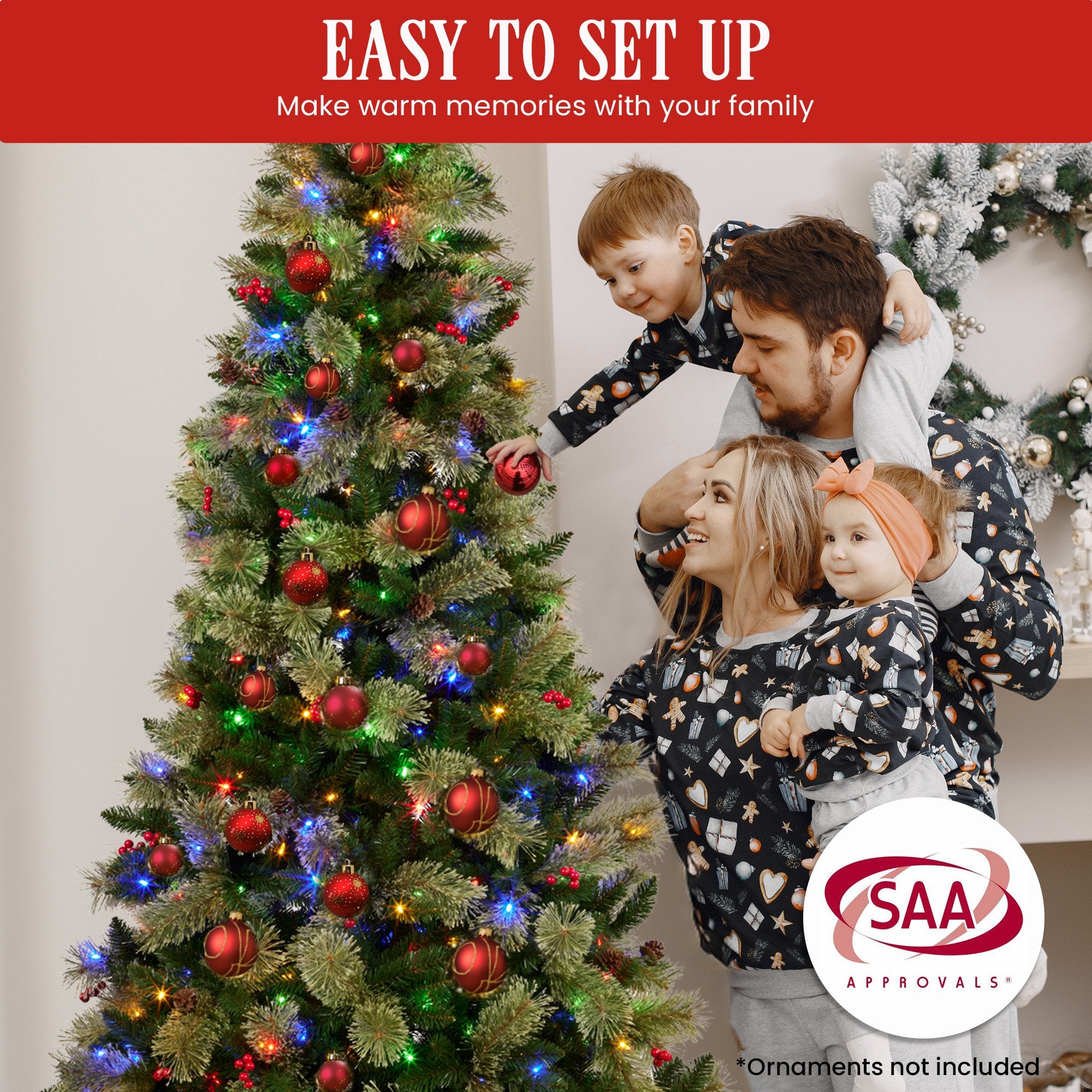 2.3m National Tree Company Bristle Berry Multicolour Pre-Lit Christmas Tree with 1116 Tips