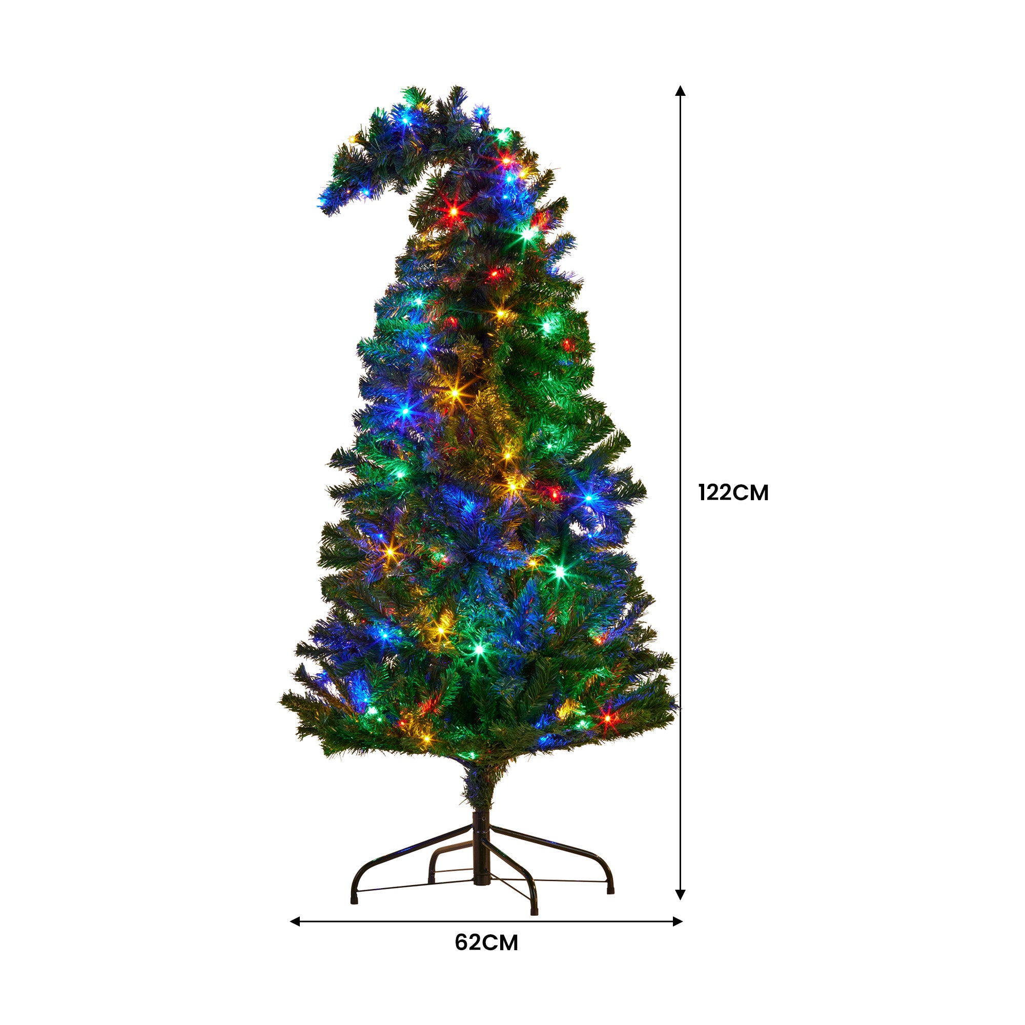 1.2m Bad Santa Curved Multicolour Pre-Lit Christmas Tree