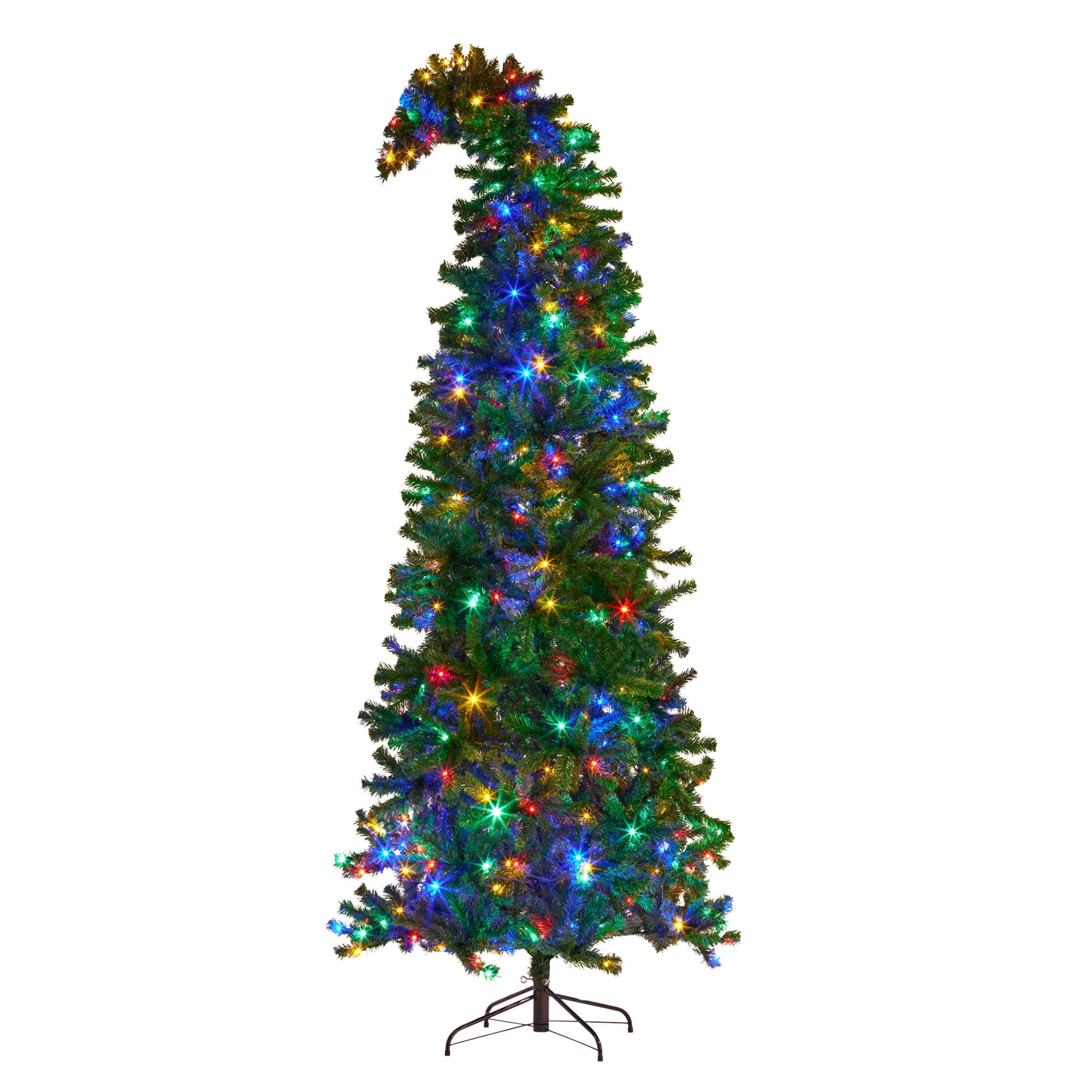 2.3m Bad Santa Curved Multicolour Pre-Lit Christmas Tree