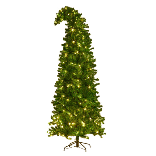2.3m Bad Santa Curved Multicolour Pre-Lit Christmas Tree