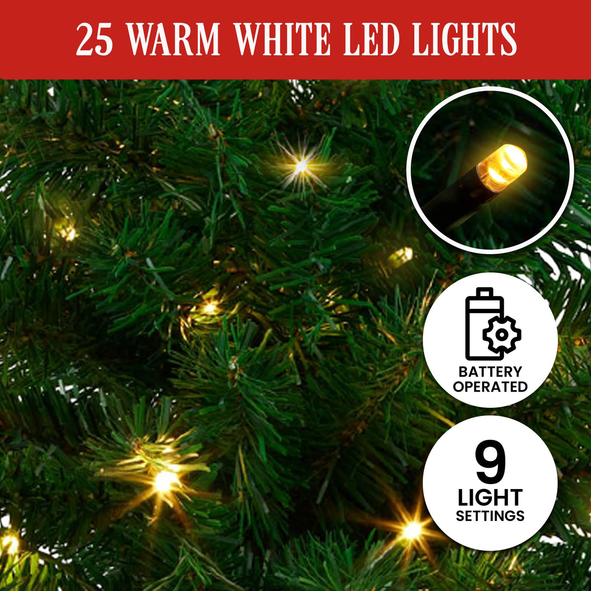 Christabelle 61cm Christmas Tree Chadwick Green Pre-Lit LED Lights Tabletop Mini Small
