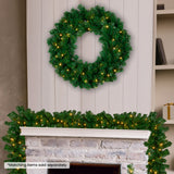 Chadwick Green Pre-Lit Christmas Wreath - 61cm