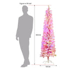 1.8m Candy Floss Pink Pre-Lit Multicolour Slim Christmas Tree