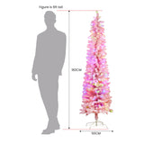 1.8m Candy Floss Pink Pre-Lit Multicolour Slim Christmas Tree