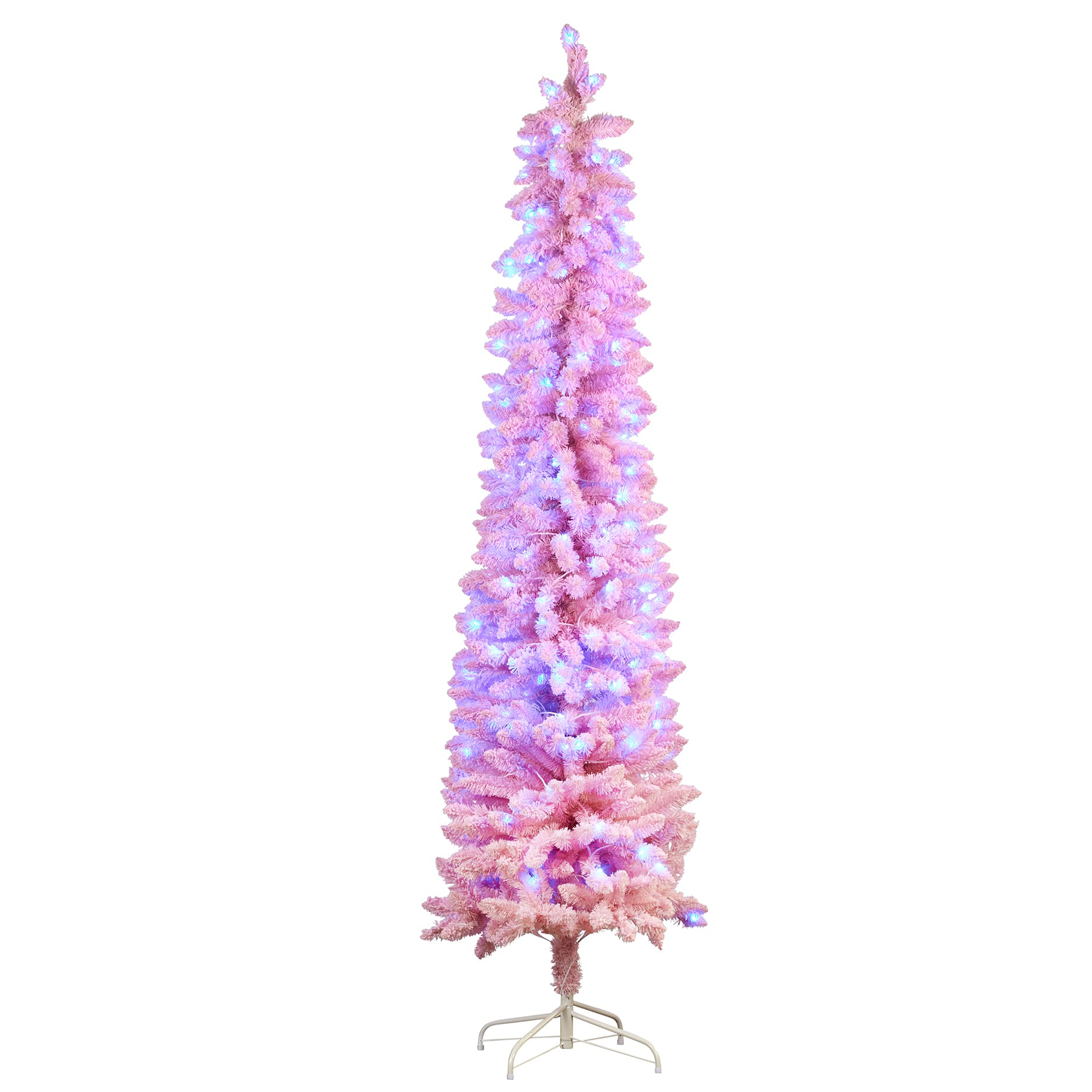 1.8m Candy Floss Pink Pre-Lit Multicolour Slim Christmas Tree