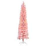 1.8m Candy Floss Pink Pre-Lit Multicolour Slim Christmas Tree