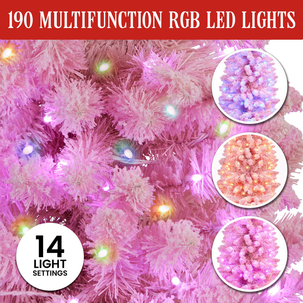 1.8m Candy Floss Pink Pre-Lit Multicolour Slim Christmas Tree