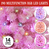 1.8m Candy Floss Pink Pre-Lit Multicolour Slim Christmas Tree