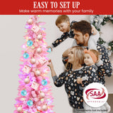 1.8m Candy Floss Pink Pre-Lit Multicolour Slim Christmas Tree