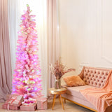 1.8m Candy Floss Pink Pre-Lit Multicolour Slim Christmas Tree