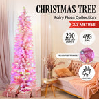 2.3m Candy Floss Pink Pre-Lit Multicolour Slim Christmas Tree