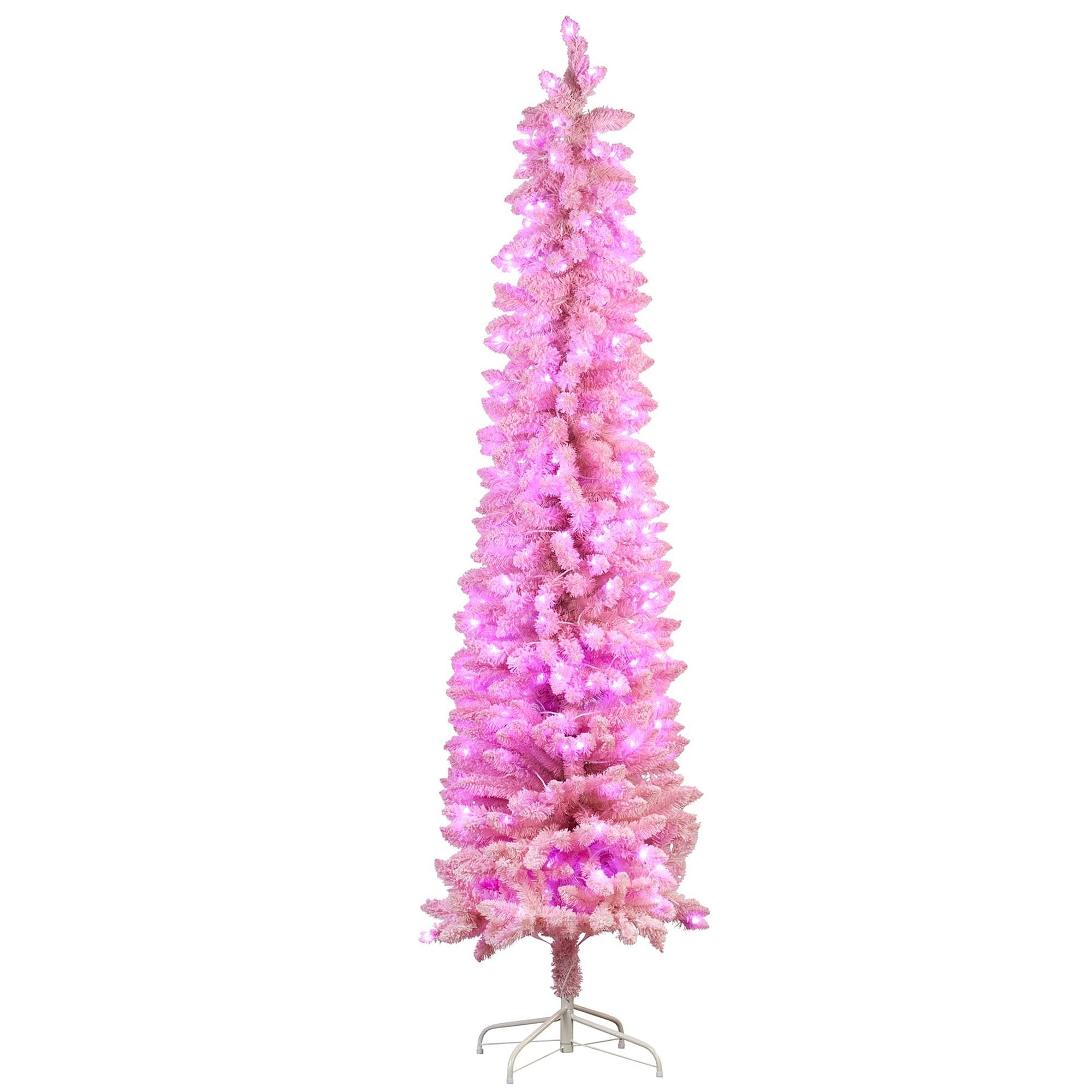 2.3m Candy Floss Pink Pre-Lit Multicolour Slim Christmas Tree