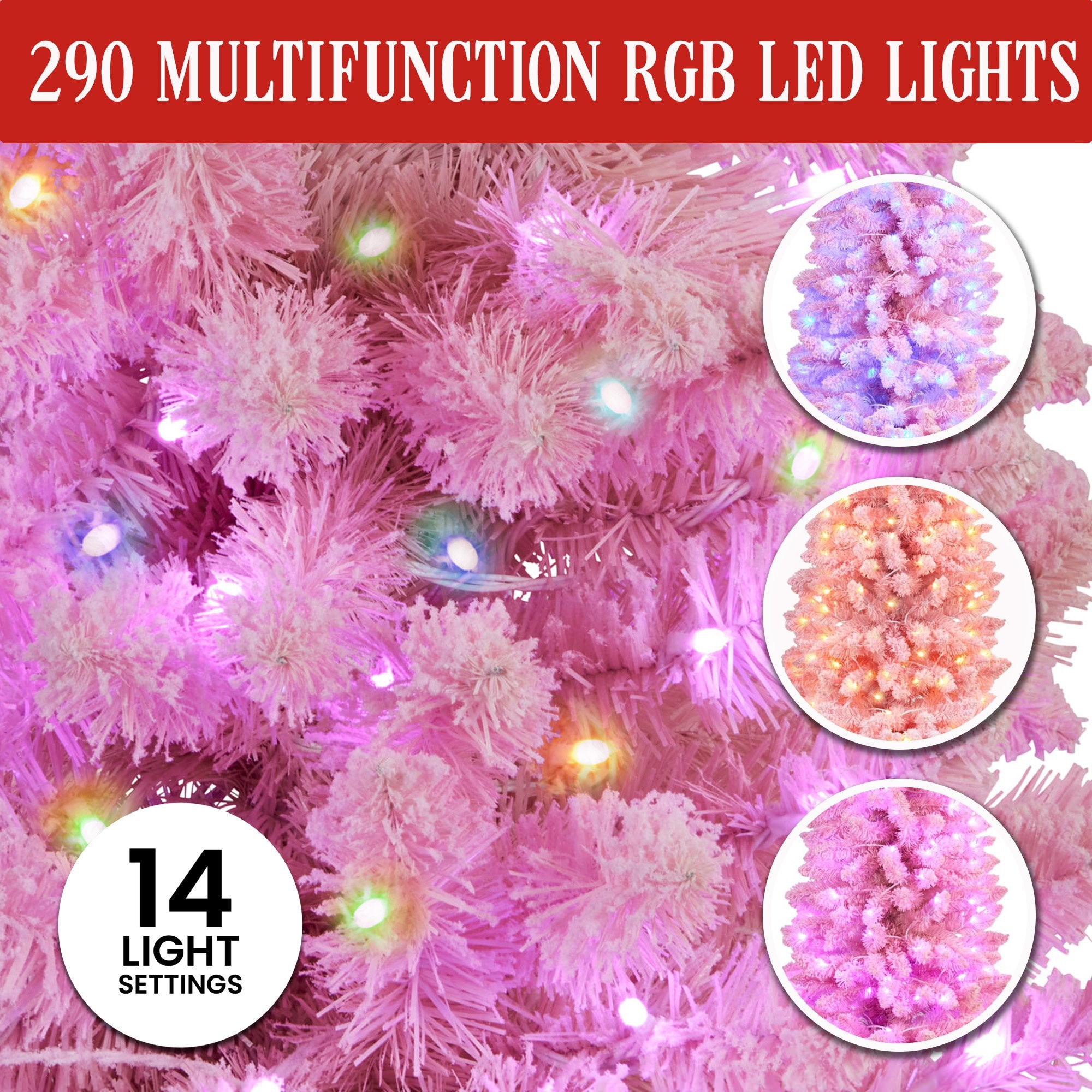 2.3m Candy Floss Pink Pre-Lit Multicolour Slim Christmas Tree