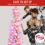2.3m Candy Floss Pink Pre-Lit Multicolour Slim Christmas Tree