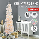 1.8m Candy Floss White Pre-Lit Multicolour Slim Christmas Tree