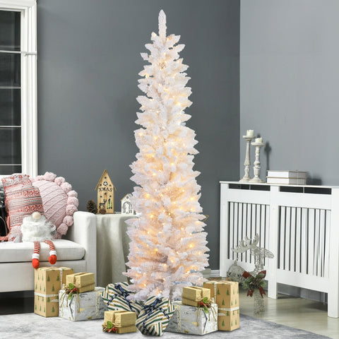 1.8m Candy Floss White Pre-Lit Multicolour Slim Christmas Tree