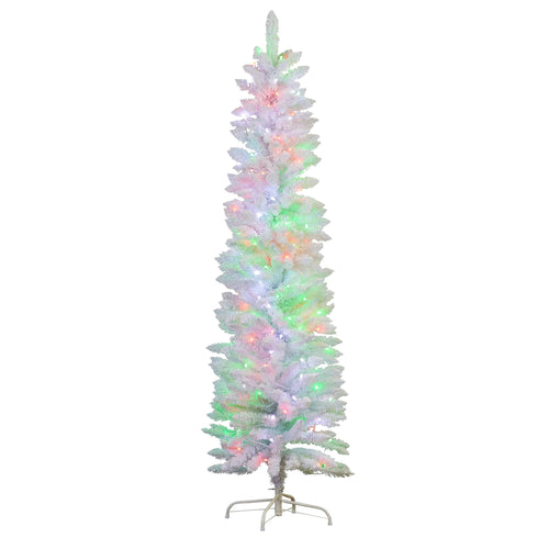 1.8m Candy Floss White Pre-Lit Multicolour Slim Christmas Tree