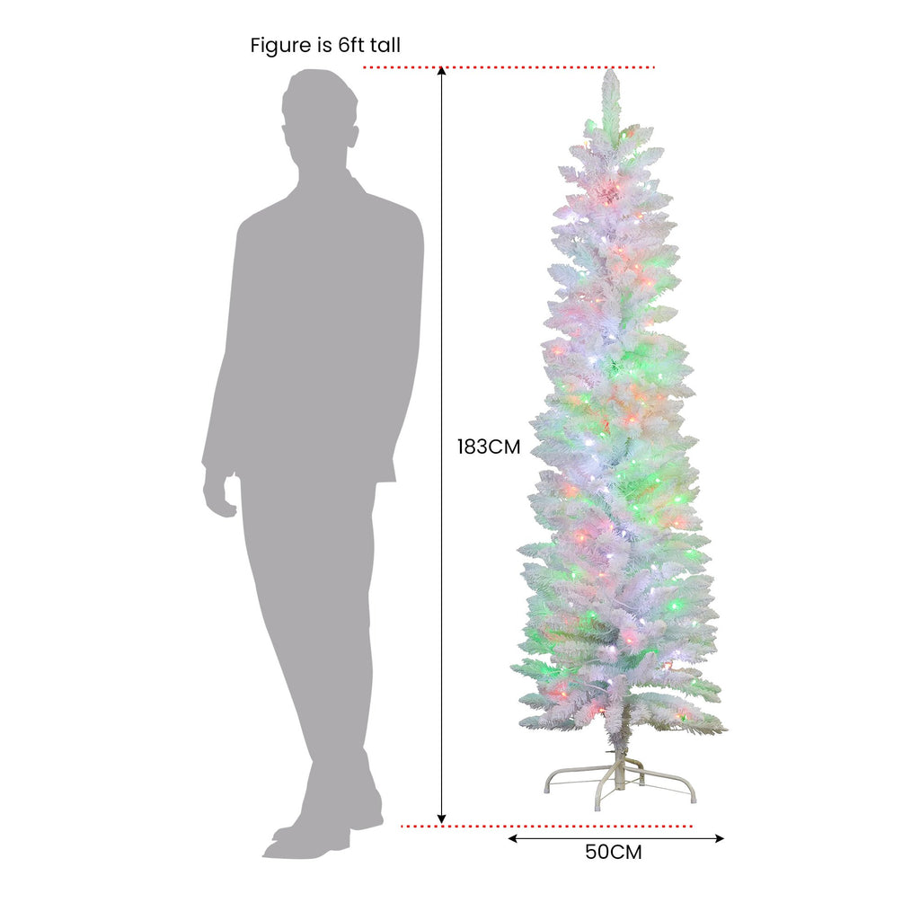 1.8m Candy Floss White Pre-Lit Multicolour Slim Christmas Tree