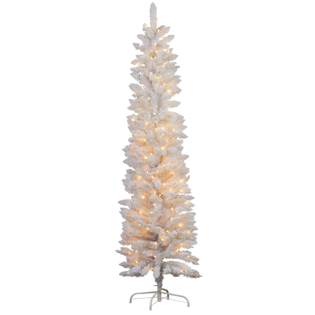1.8m Candy Floss White Pre-Lit Multicolour Slim Christmas Tree