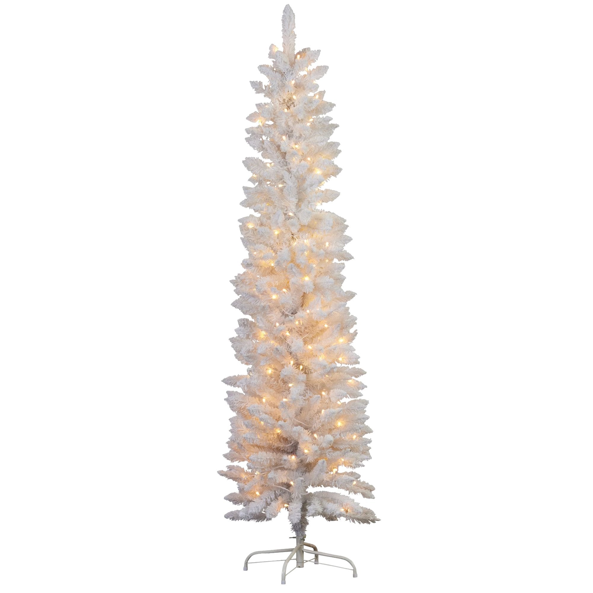 1.8m Candy Floss White Pre-Lit Multicolour Slim Christmas Tree