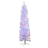 1.8m Candy Floss White Pre-Lit Multicolour Slim Christmas Tree