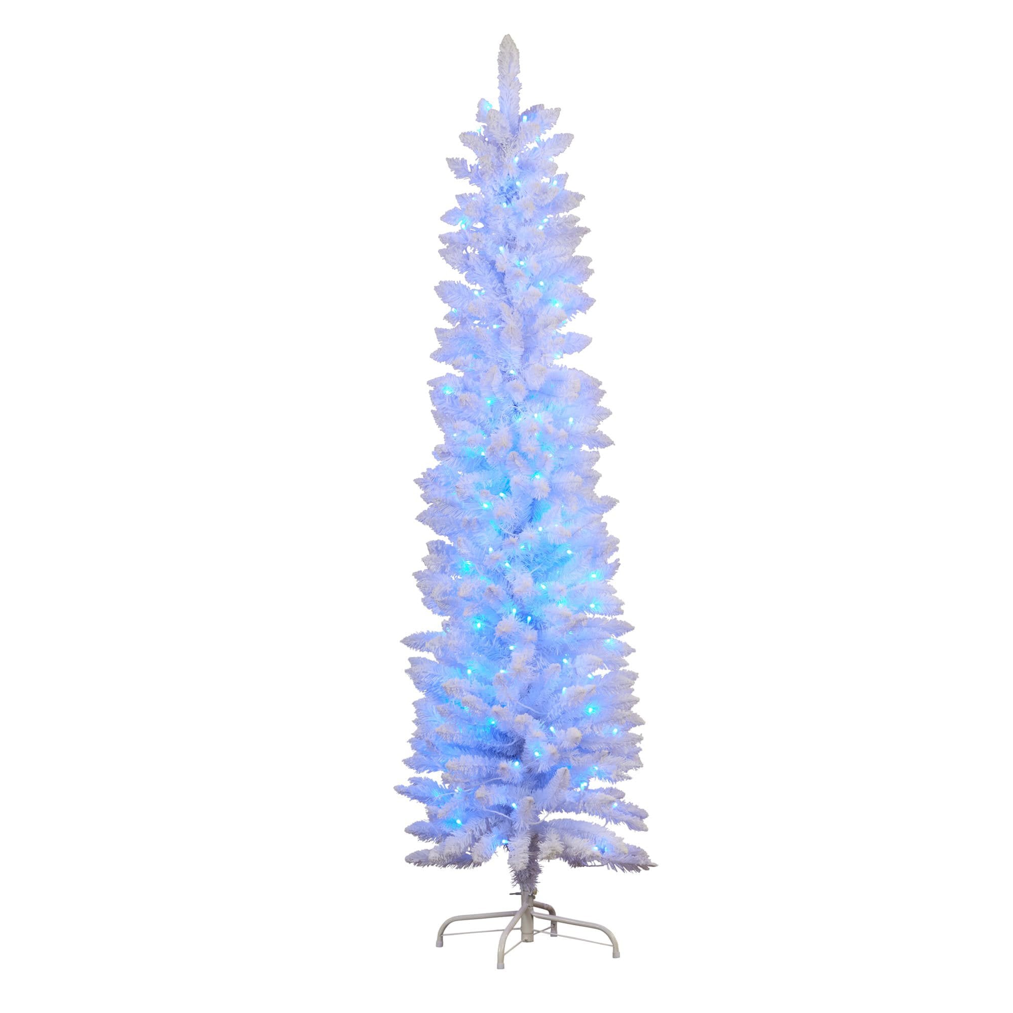 1.8m Candy Floss White Pre-Lit Multicolour Slim Christmas Tree