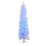 1.8m Candy Floss White Pre-Lit Multicolour Slim Christmas Tree