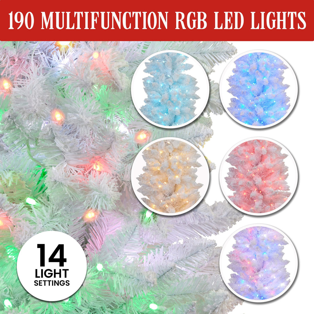 1.8m Candy Floss White Pre-Lit Multicolour Slim Christmas Tree