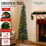Christabelle 1.8m Christmas Tree Duncan Pine Pencil 6ft Pre Lit LED Lights