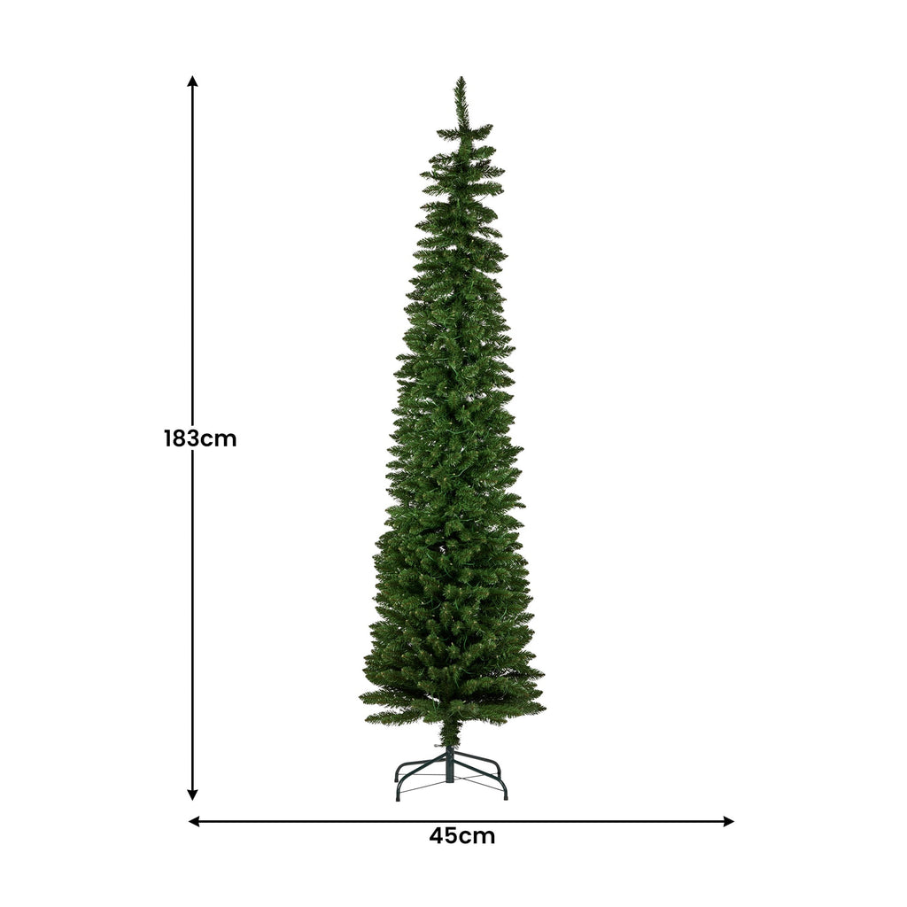 Christabelle 1.8m Christmas Tree Duncan Pine Pencil 6ft Pre Lit LED Lights