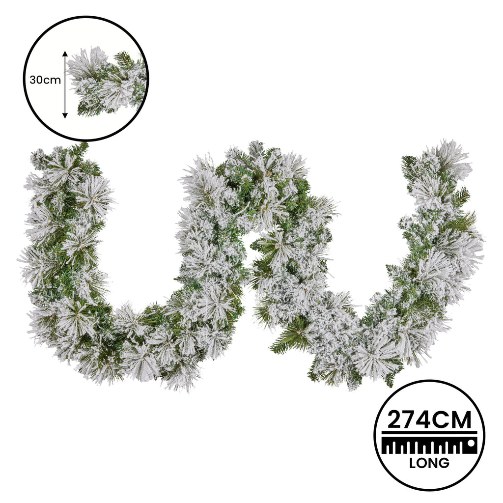 Majestic Snow Prelit Christmas Garland - 274cm