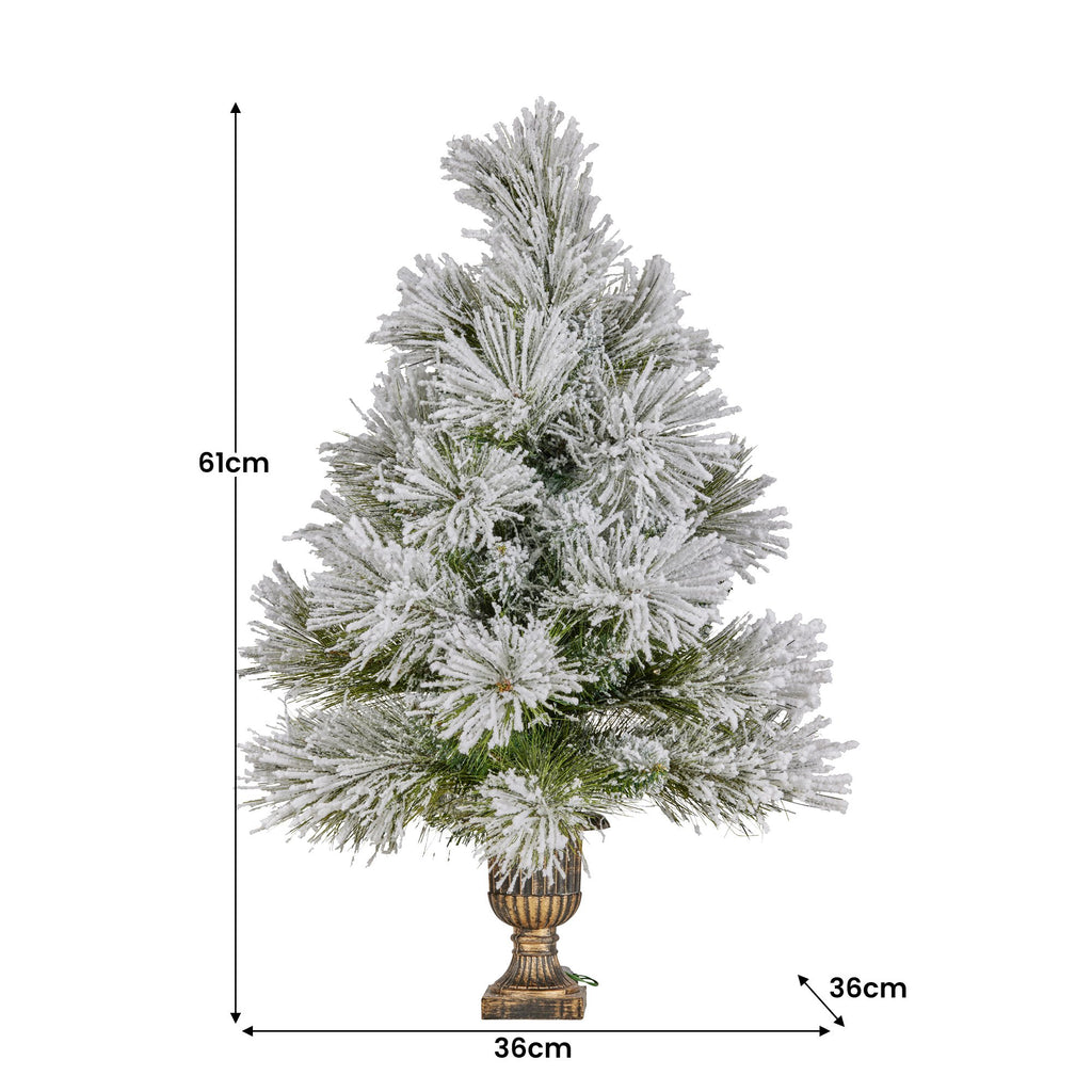 61cm Majestic Snow Prelit Tabletop Christmas Tree