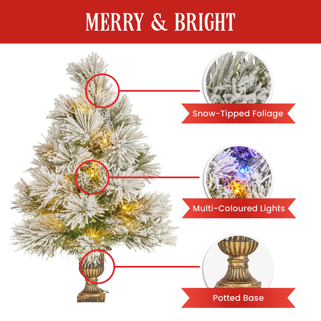 61cm Majestic Snow Prelit Tabletop Christmas Tree
