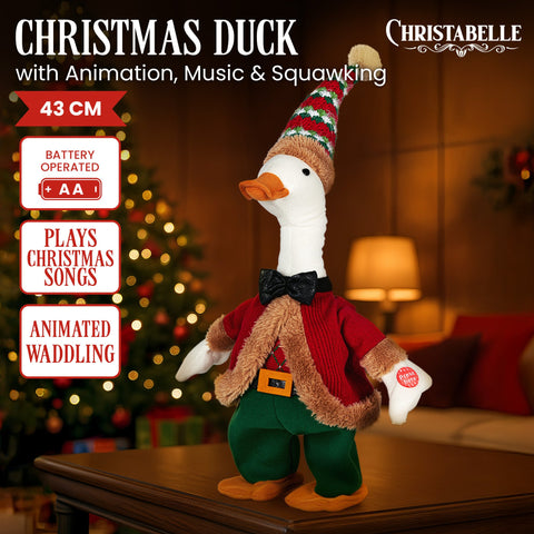 Christabelle 43cm Battery-Operated Christmas Duck with Animation, Tunes