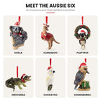 Christabelle Australian Animal Christmas Tree Decorations Set of 6 Hand-Painted Resin Ornaments Gift Box