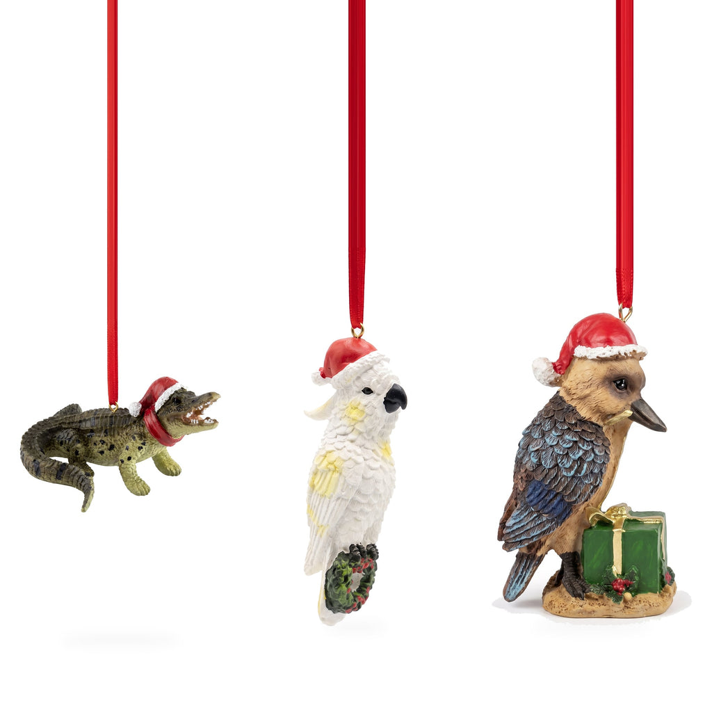 Christabelle Australian Animal Christmas Tree Decorations Set of 6 Hand-Painted Resin Ornaments Gift Box