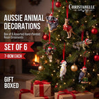 Christabelle Australian Animal Christmas Tree Decorations Set of 6 Hand-Painted Resin Ornaments Gift Box