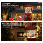 Christmas Lamp Post with Snow, Lights & Music- Red with Santa 180cm