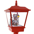 Christmas Lamp Post with Snow, Lights & Music- Red with Santa 180cm
