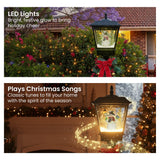 Christmas Lamp Post with Snow Lights & Music- Black Snowman 180cm