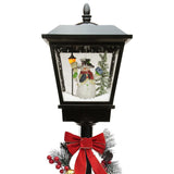 Christmas Lamp Post with Snow Lights & Music- Black Snowman 180cm