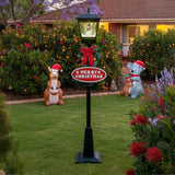 Christmas Lamp Post with Snow Lights & Music- Black Snowman 180cm