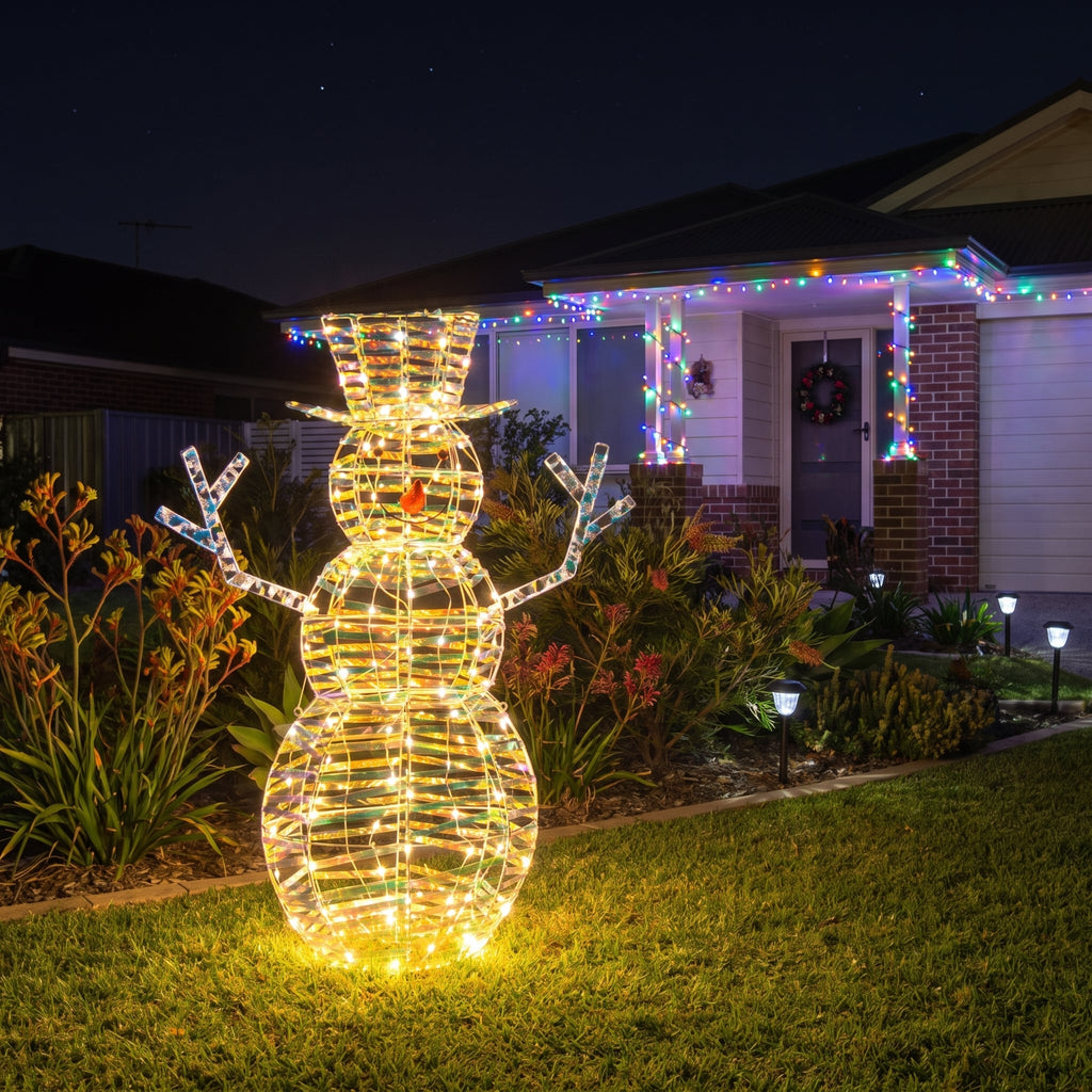 Christabelle 1.2m Christmas Snowman Indoor Outdoor Display Decoration LED Lights Front Yard Lawn Statue Ornament