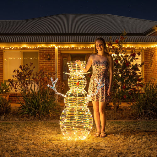 Christabelle 1.2m Christmas Snowman Indoor Outdoor Display Decoration LED Lights Front Yard Lawn Statue Ornament