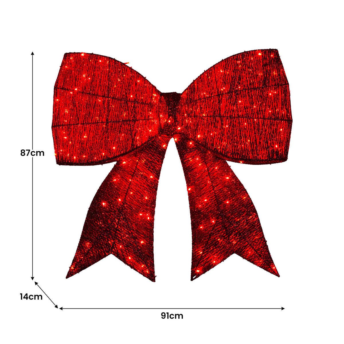 Christabelle Christmas Display Bow 91cm with LED and Twinkle Lights 5 Functions Decoration Ornament