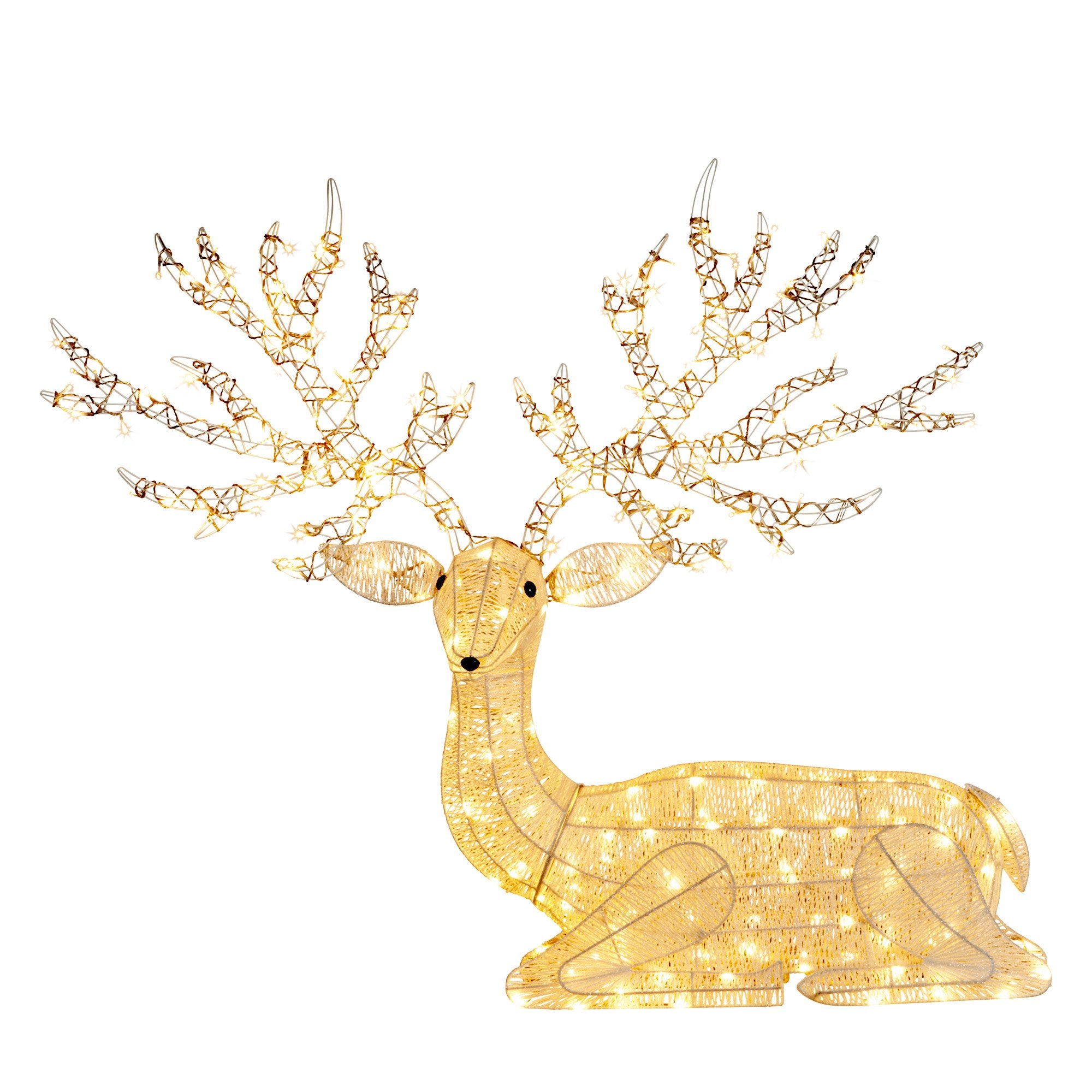 Reindeer Christmas Display with Lights - 129cm
