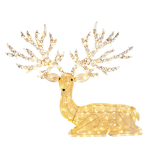 Reindeer Christmas Display with Lights - 129cm