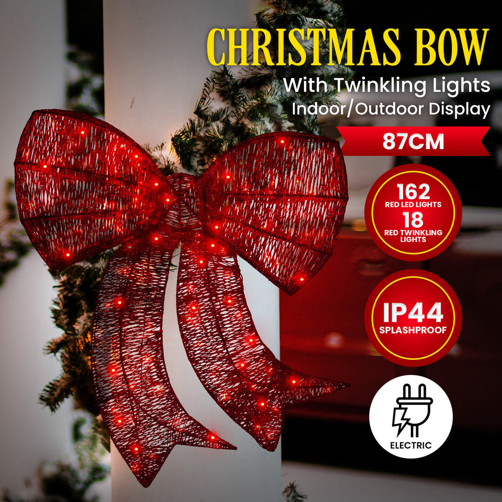 Christmas Display Bow with Lights -  87cm